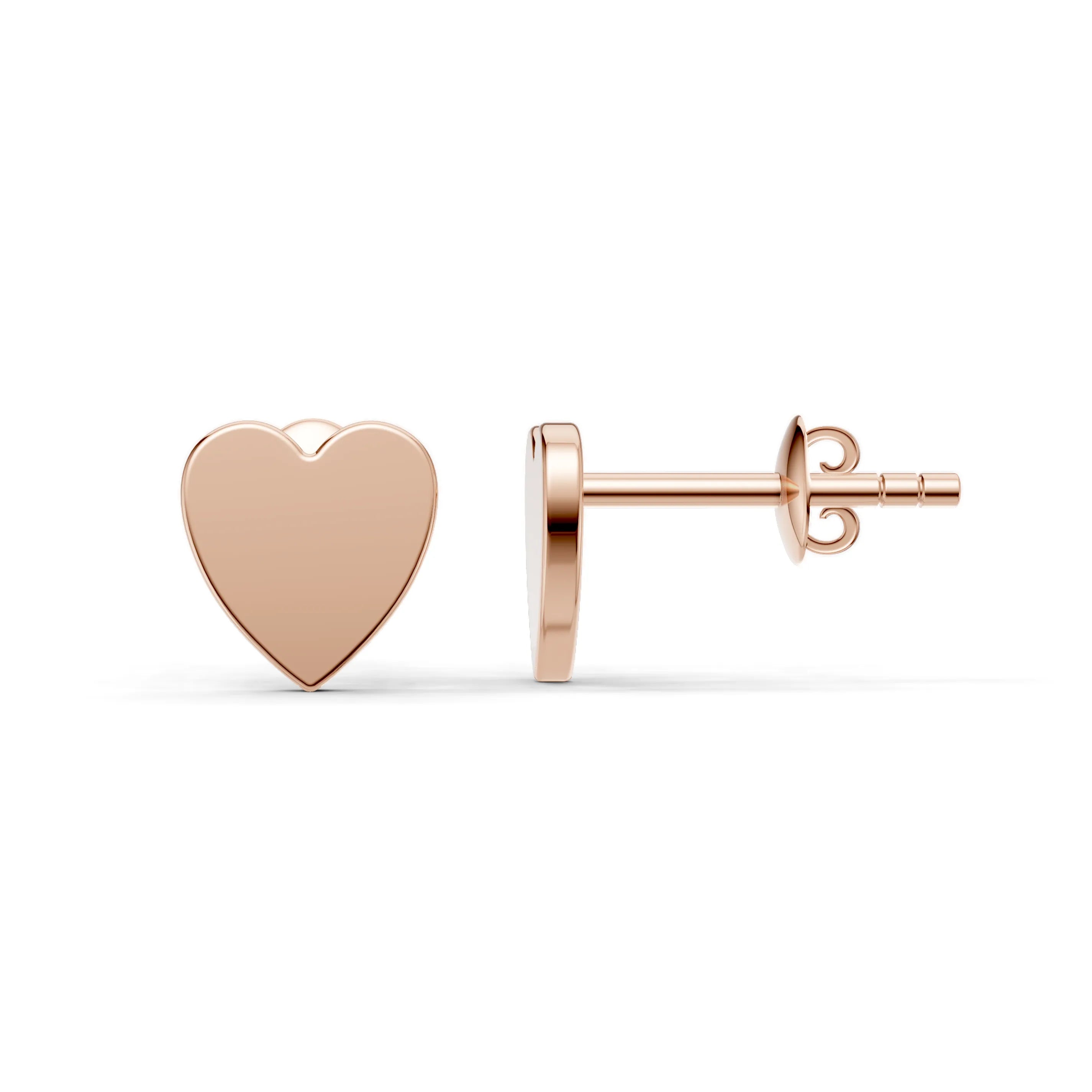 Pargold Solid Gold Elegant Heart-Shaped Gold Stud Earrings -Rose_Static_Rose