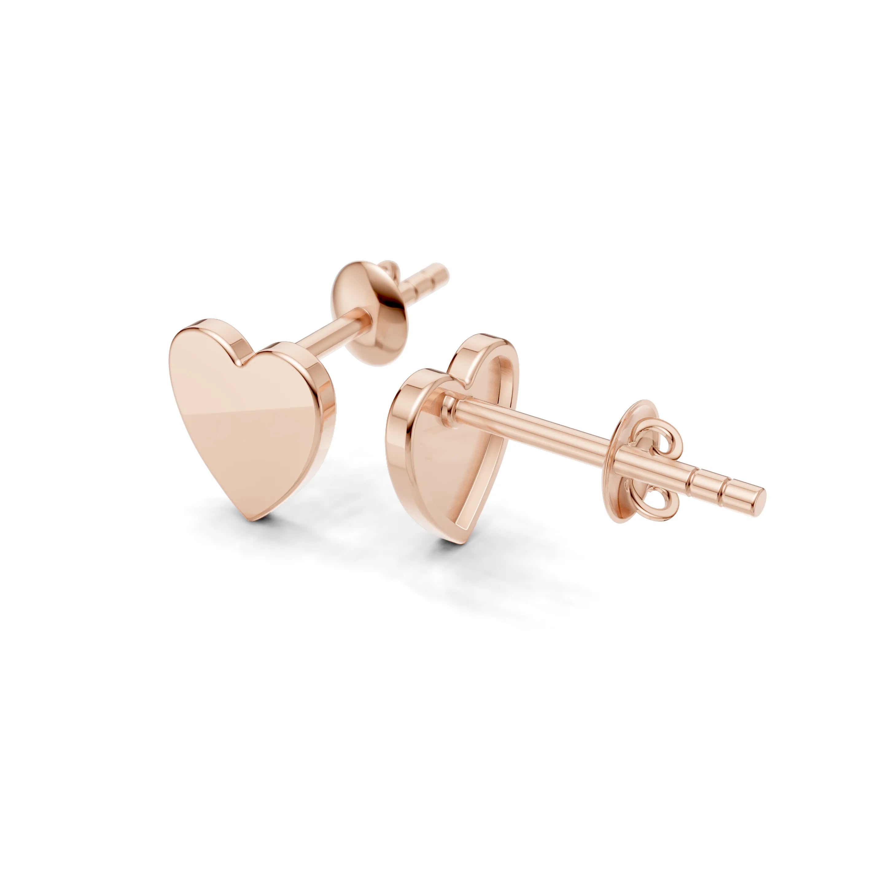 Pargold Solid Gold Elegant Heart-Shaped Gold Stud Earrings -Rose_Static_Rose