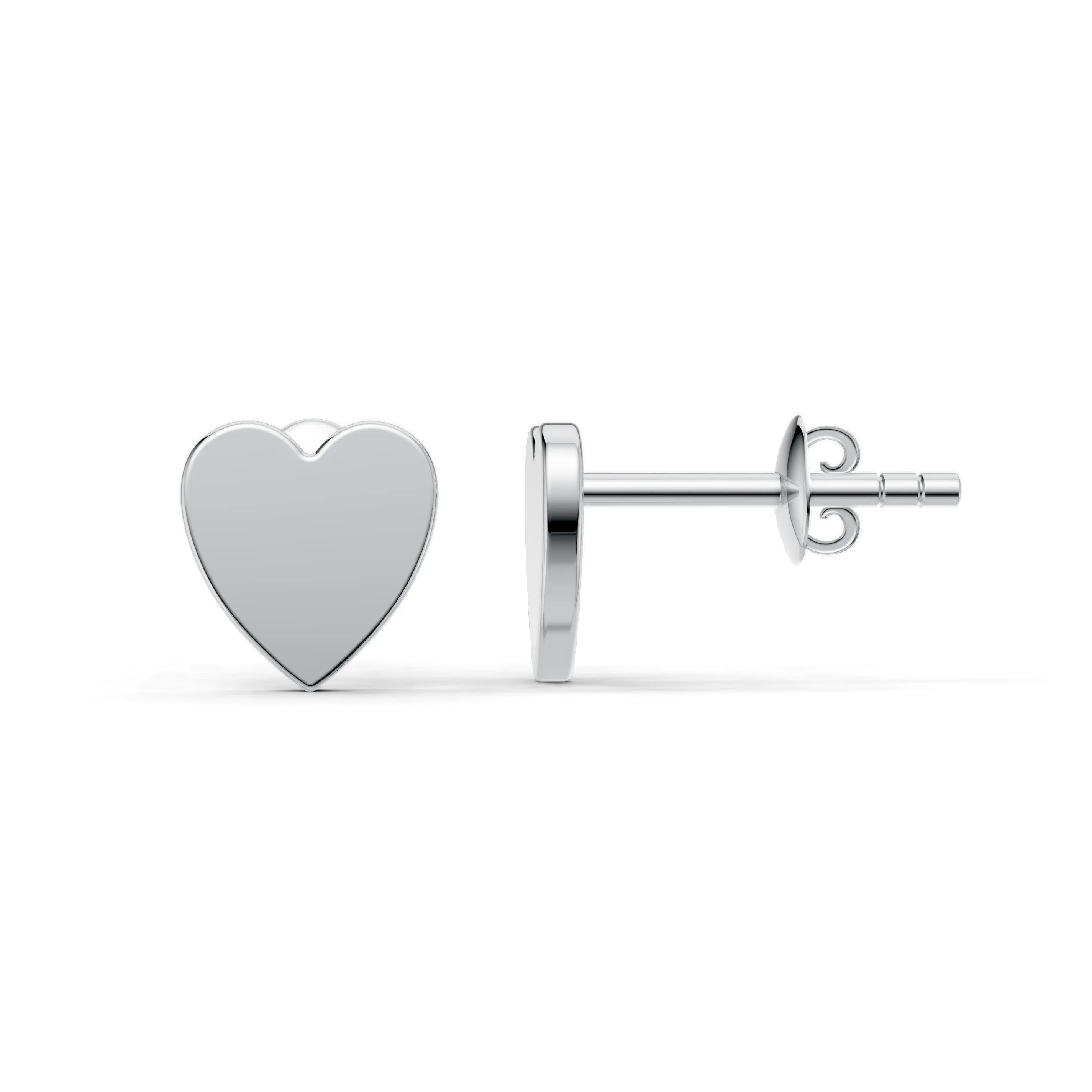 Pargold Solid Gold Elegant Heart-Shaped Gold Stud Earrings -Silver_Static_Silver