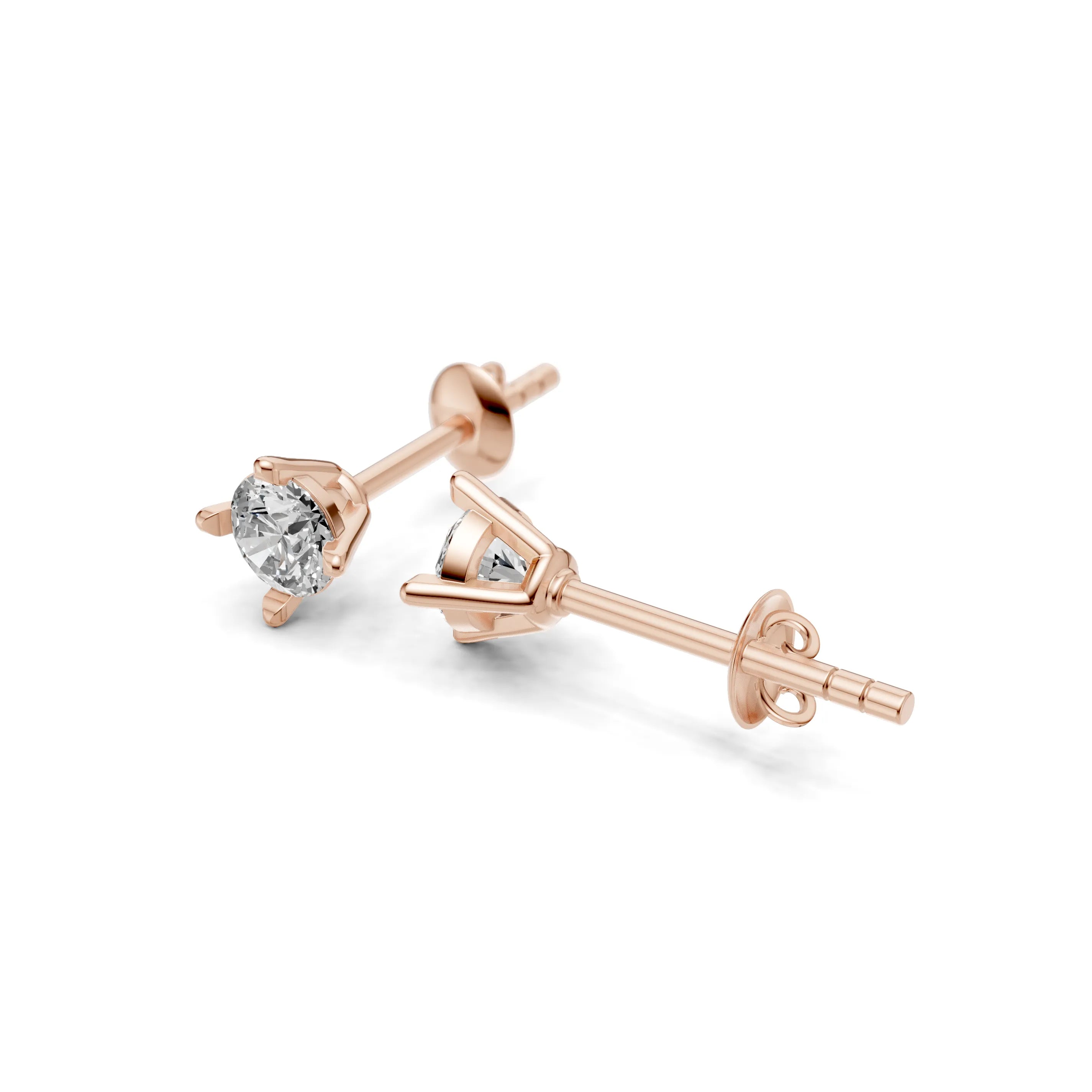 Pargold Solid Gold Radiant Solitaire Stud Earrings - Medium -Rose_Diamond_Static_Rose