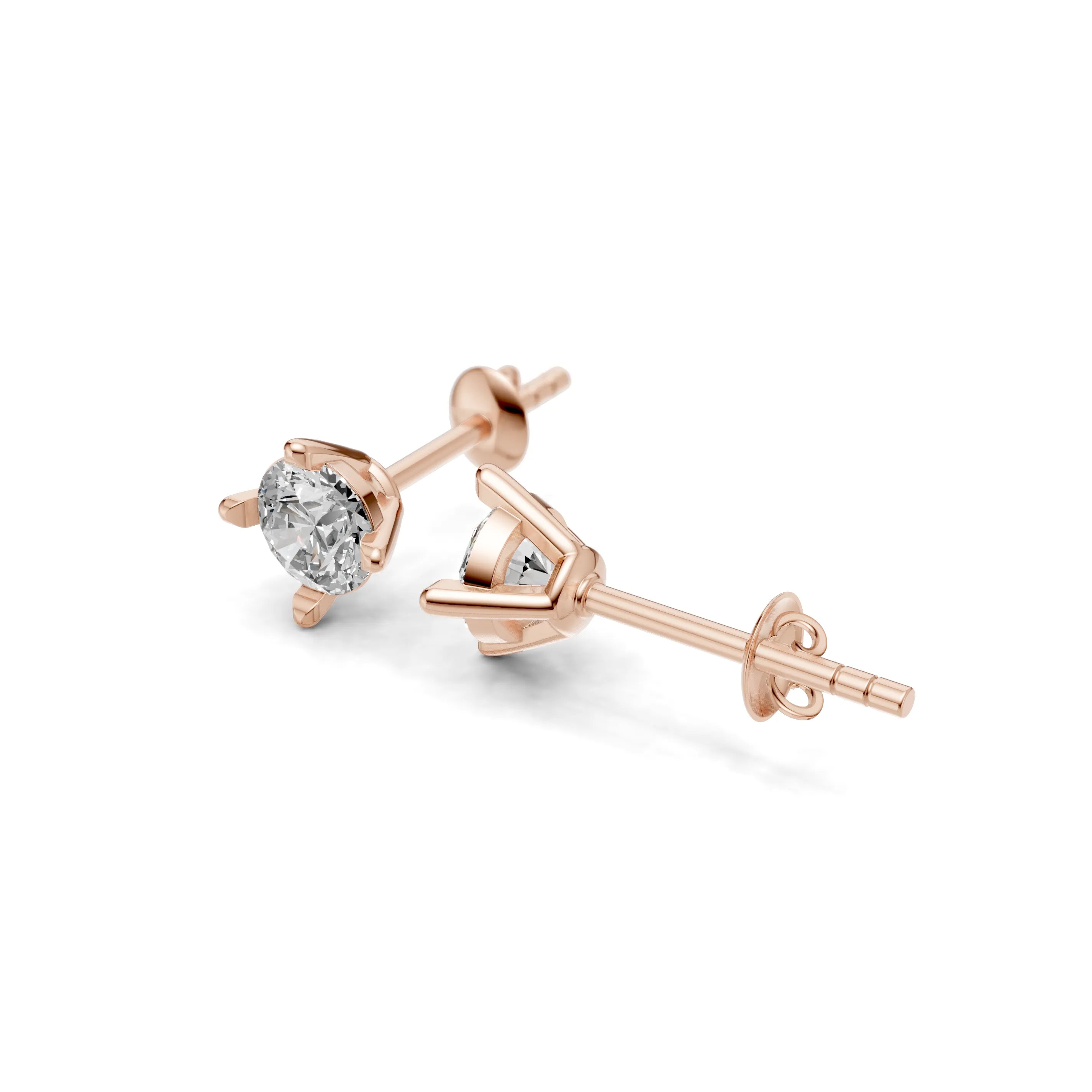 Pargold Solid Gold Radiant Solitaire Stud Earrings - Large -Rose_Diamond_Static_Rose