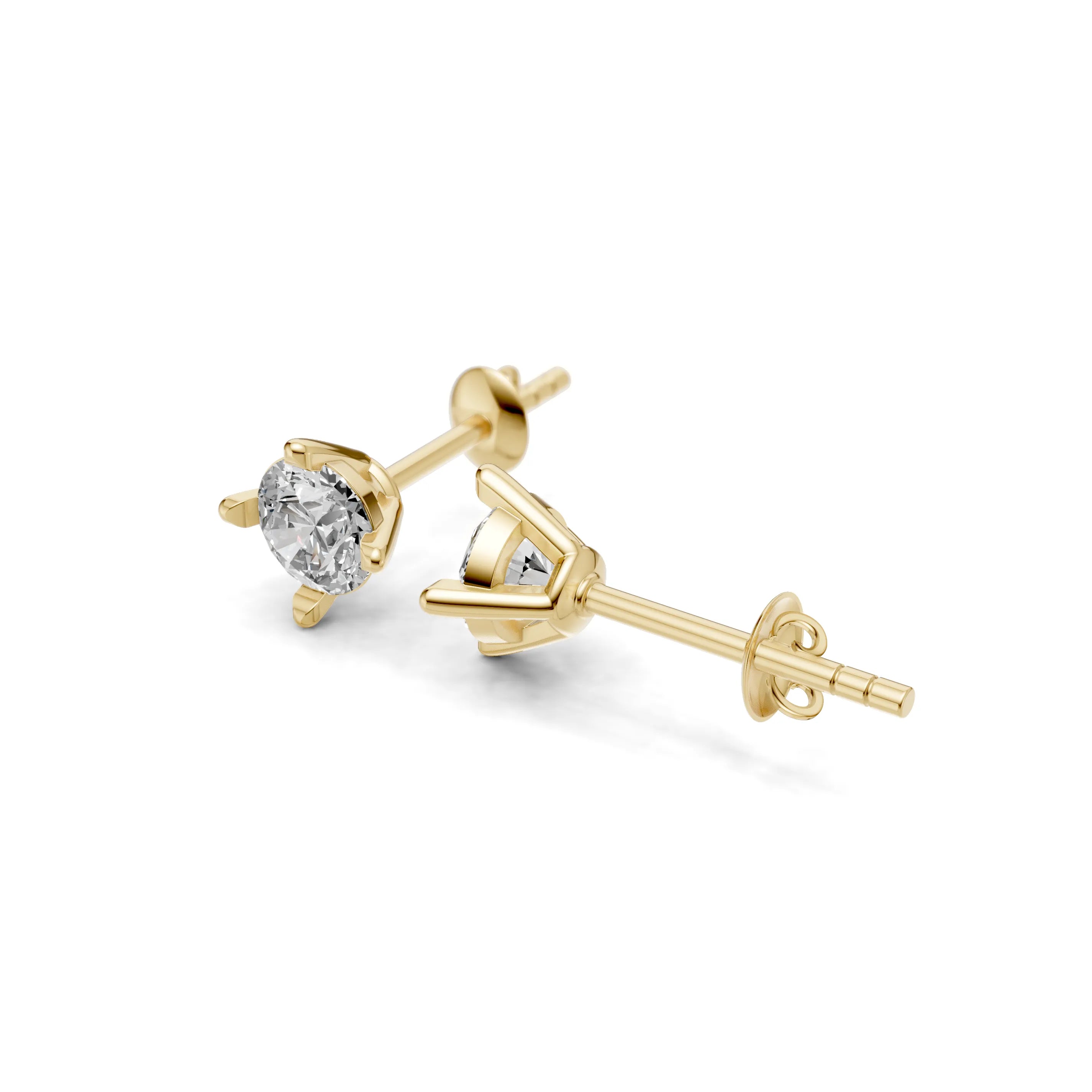 Pargold Solid Gold Radiant Solitaire Stud Earrings - Large -Gold_Diamond_Static_Gold