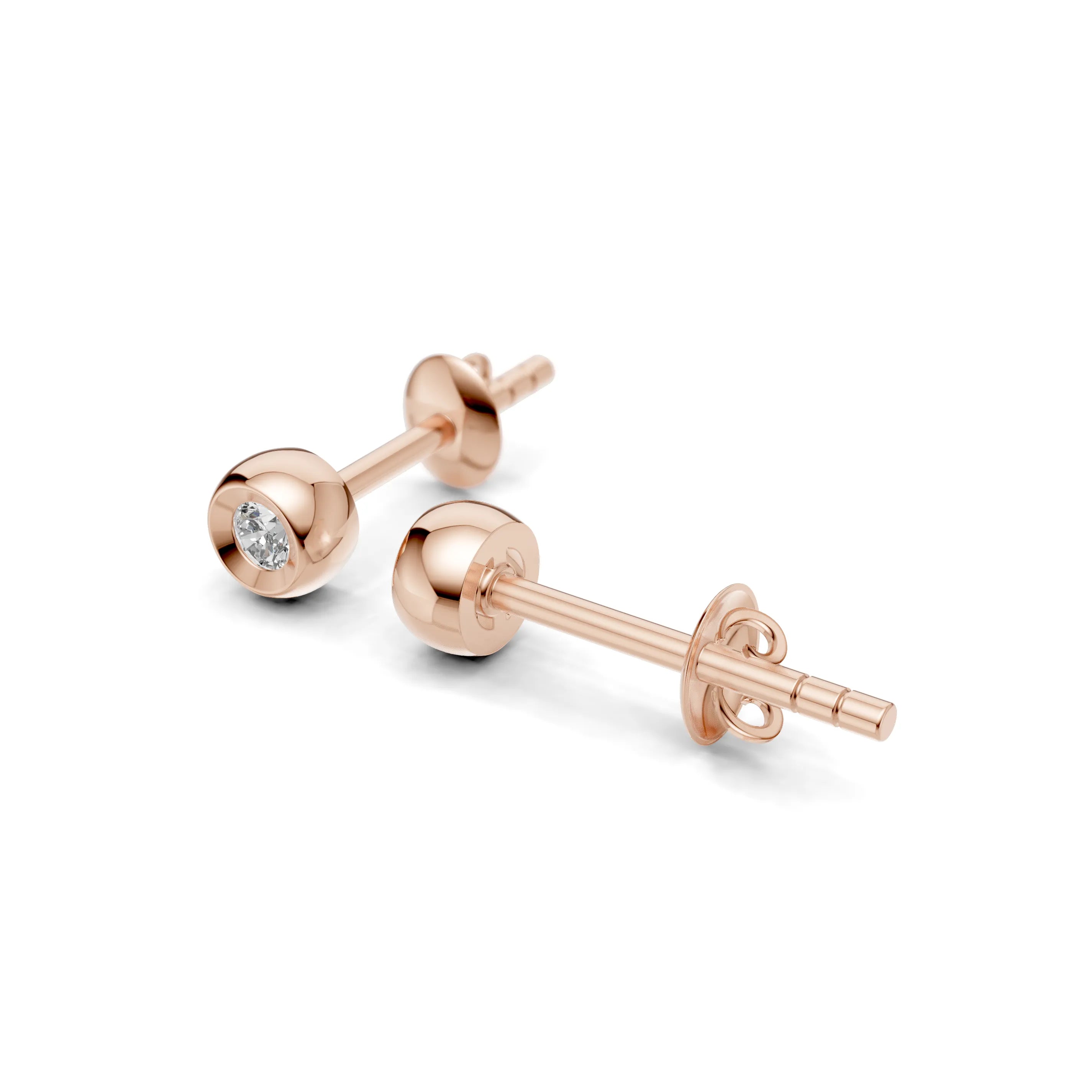 Pargold Solid Gold Elegance in Gold: Luxe Stud Earrings - Small -Rose_Diamond_Static_Rose