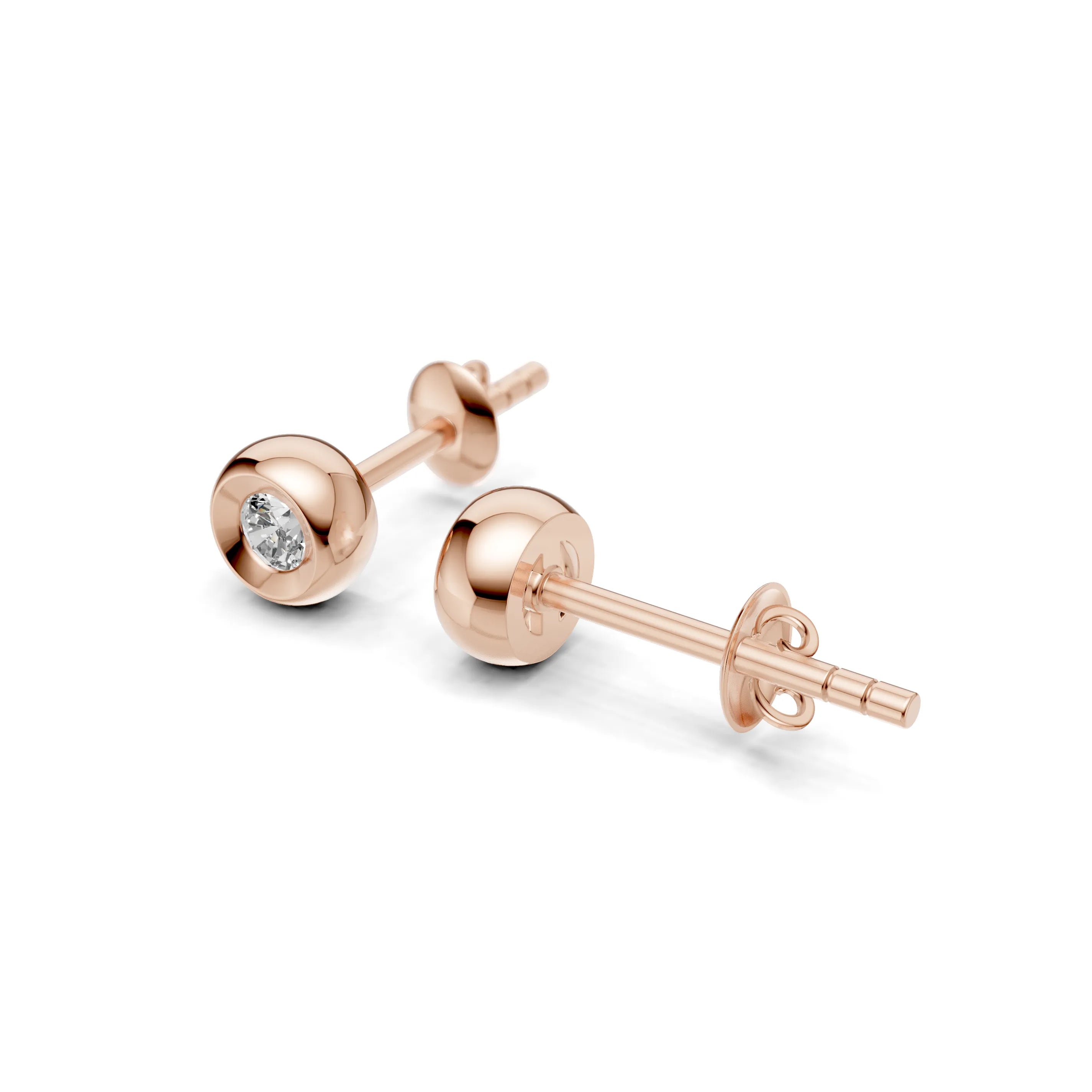 Pargold Solid Gold Elegance in Gold: Luxe Stud Earrings - Medium -Rose_Diamond_Static_Rose