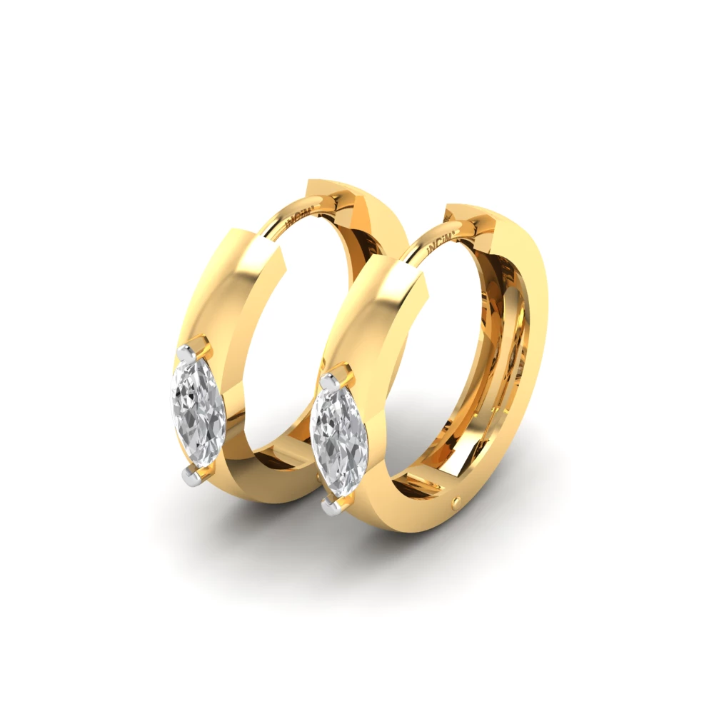 Pargold Solid Gold Marquise Solitaire Hoop Earrings -Gold_Diamond_Static_Gold