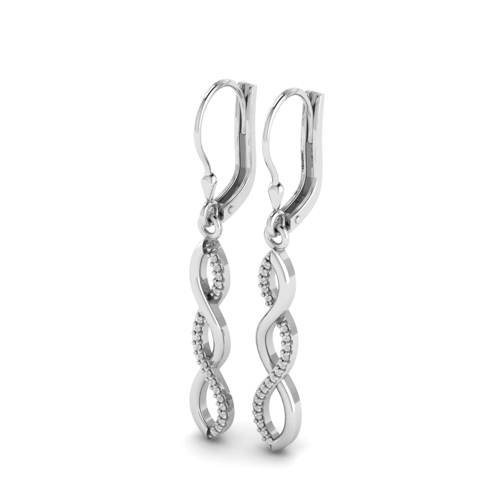 Pargold Solid Gold Serenity Swirl Gemstone Drop Earrings -Silver_Diamond_Diamond_Static_Silver