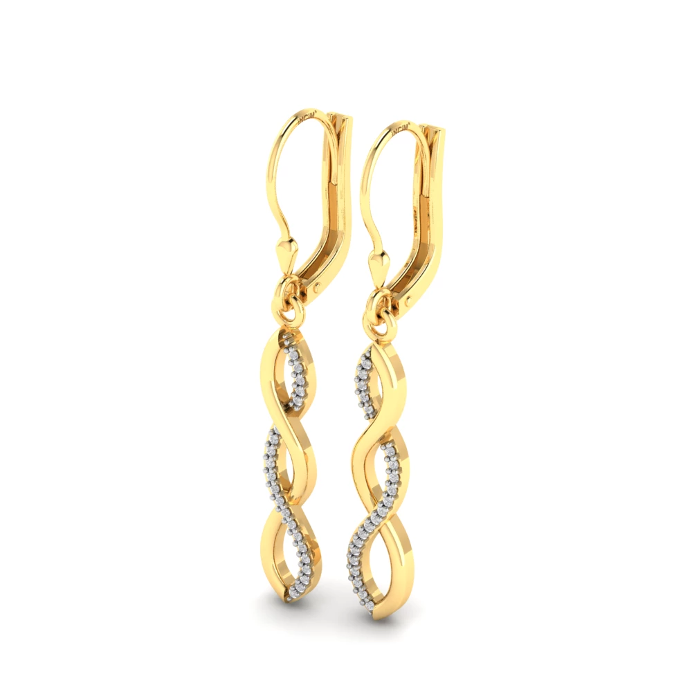 Pargold Solid Gold Serenity Swirl Gemstone Drop Earrings -Gold_Diamond_Diamond_Static_Gold