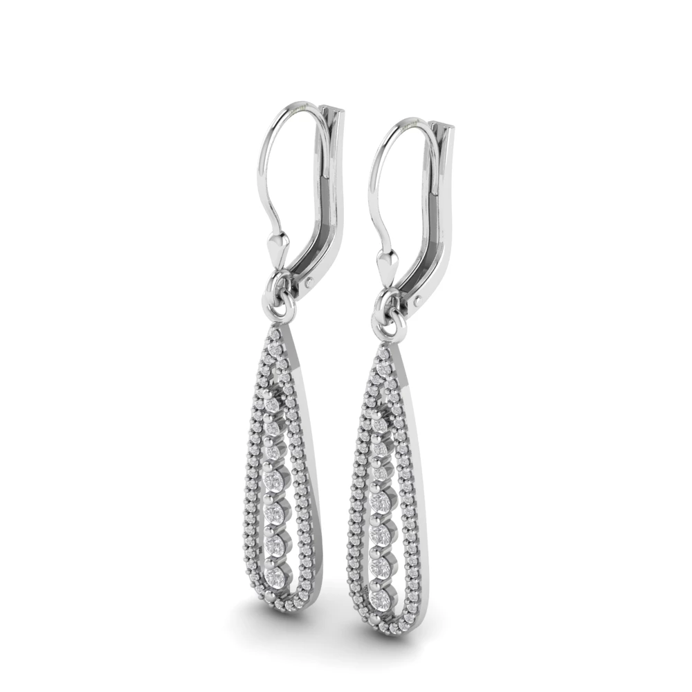 Pargold Solid Gold Stellar Droplet Dangle Earrings -Silver_Diamond_Diamond_Static_Silver