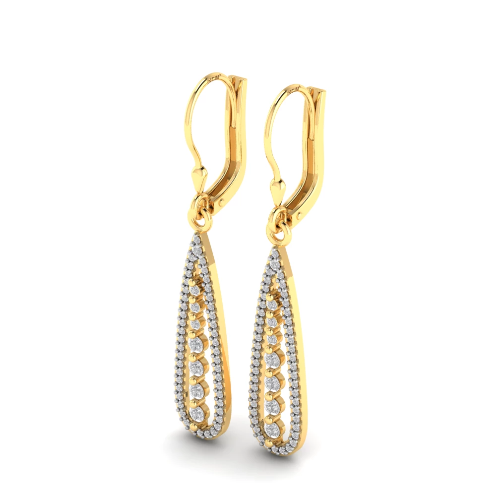 Pargold Solid Gold Stellar Droplet Dangle Earrings -Gold_Diamond_Diamond_Static_Gold