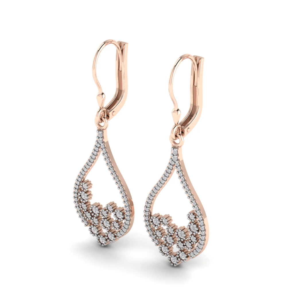 Pargold Solid Gold Blossom Teardrop Earrings -Rose_Diamond_Diamond_Static_Rose