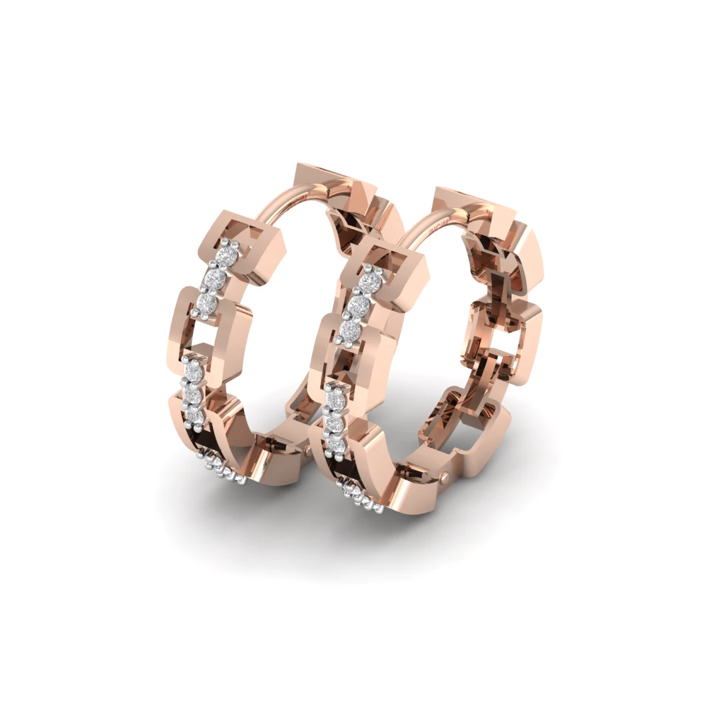 Pargold Solid Gold Eternal Link Pave Hoop Earrings -Rose_Diamond_Diamond_Static_Rose