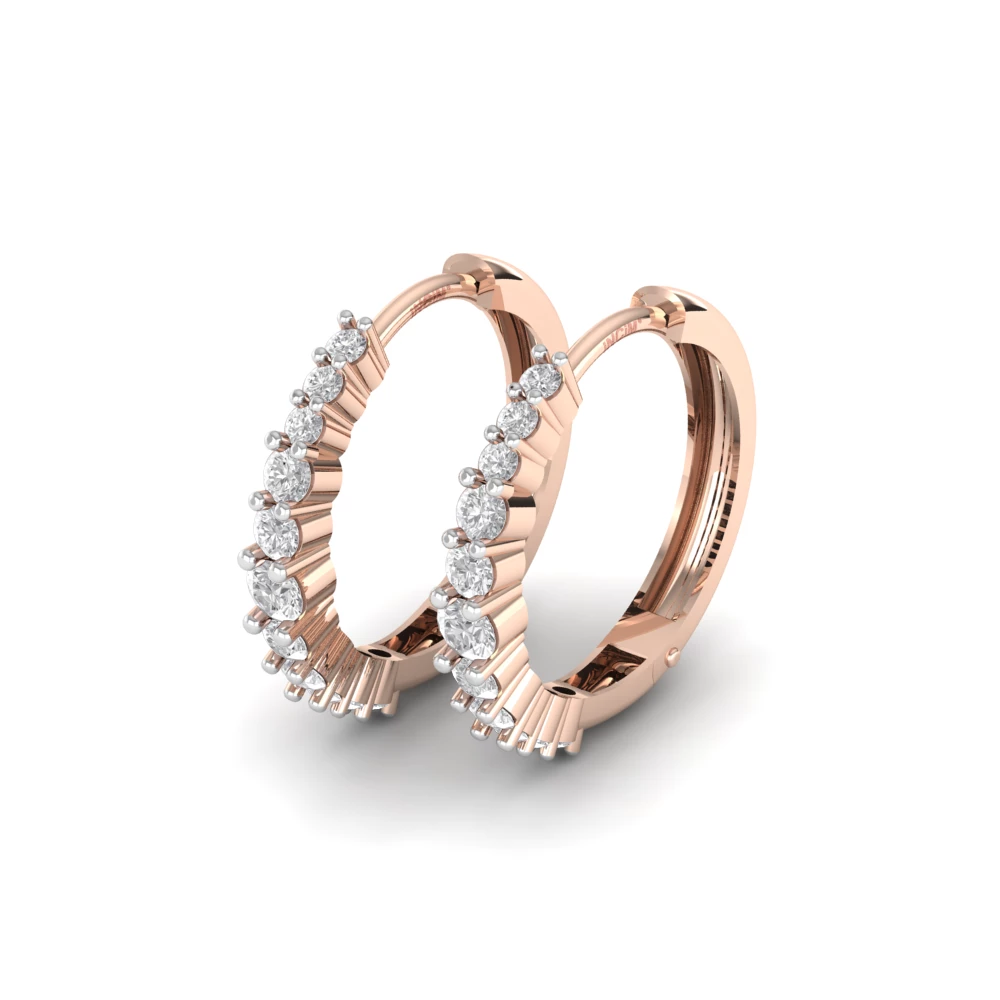 Pargold Solid Gold Radiant Cascade Pave Hoop Earrings -Rose_Diamond_Diamond_Static_Rose