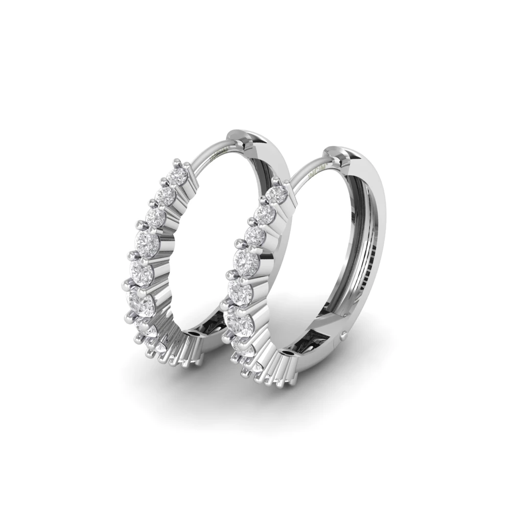 Pargold Solid Gold Radiant Cascade Pave Hoop Earrings -Silver_Diamond_Diamond_Static_Silver