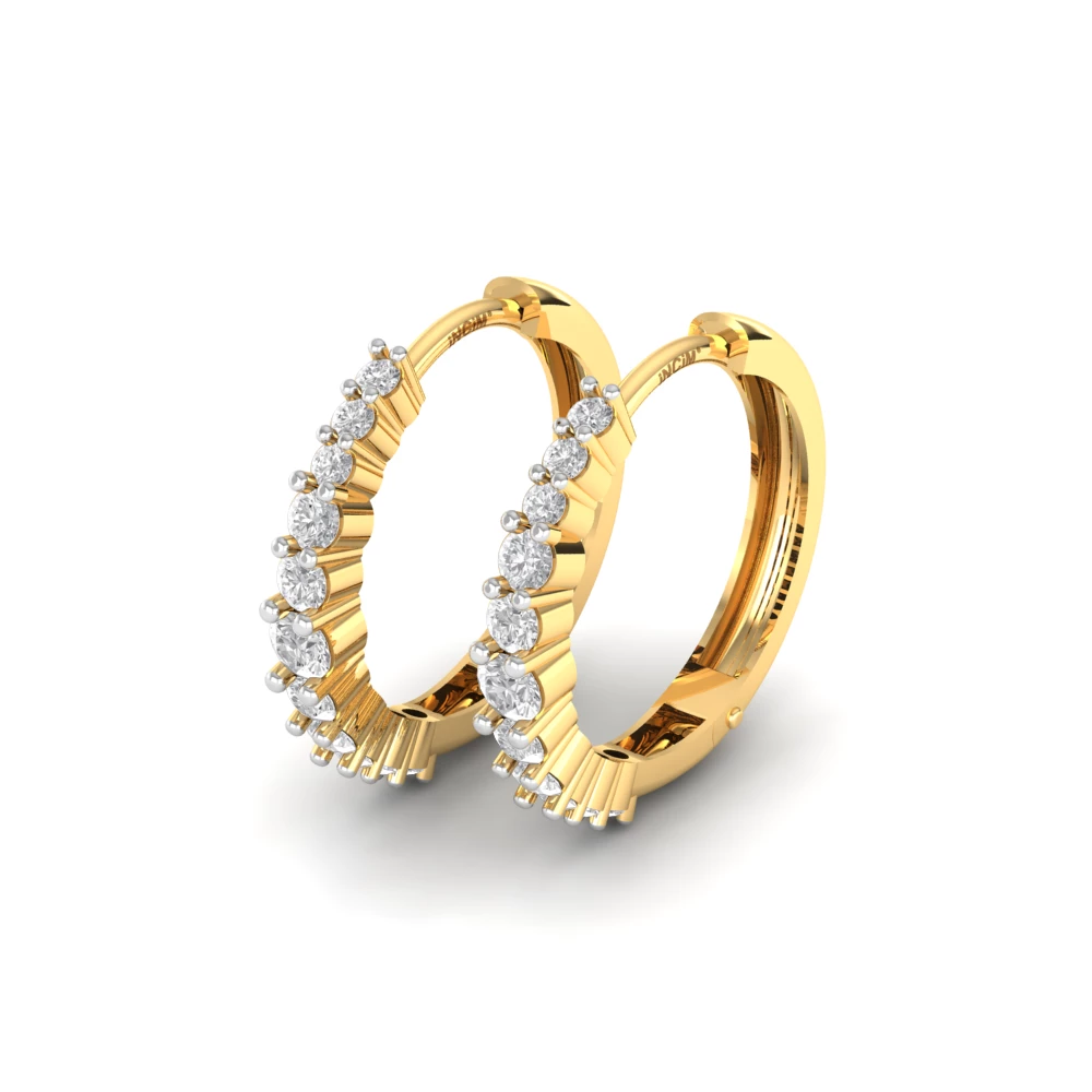 Pargold Solid Gold Radiant Cascade Pave Hoop Earrings -Gold_Diamond_Diamond_Static_Gold