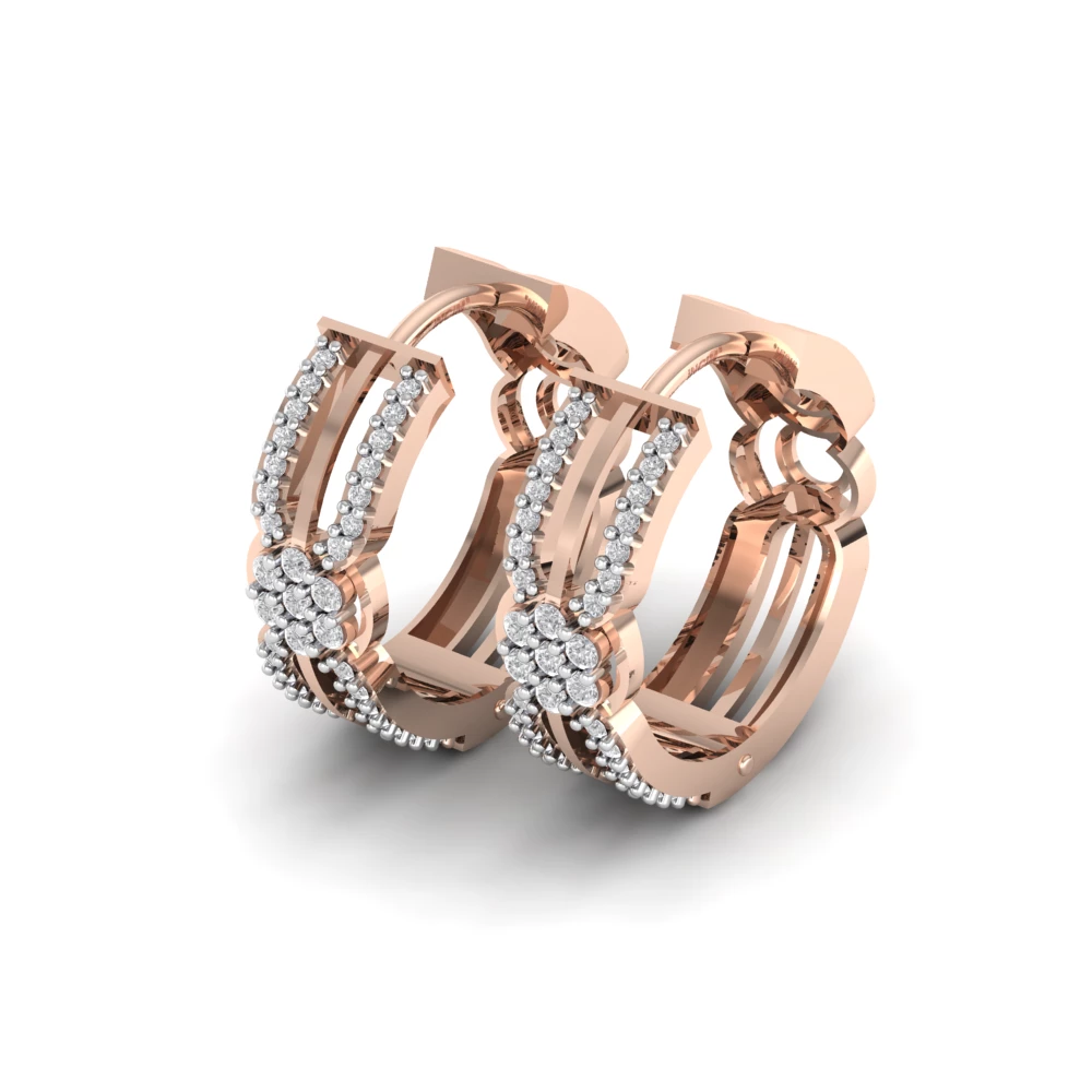 Pargold Solid Gold Pav√© Byzantine Geometric Hoop Earrings -Rose_Diamond_Diamond_Static_Rose