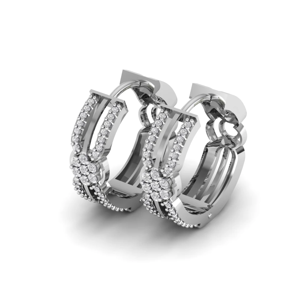 Pargold Solid Gold Pav√© Byzantine Geometric Hoop Earrings -Silver_Diamond_Diamond_Static_Silver