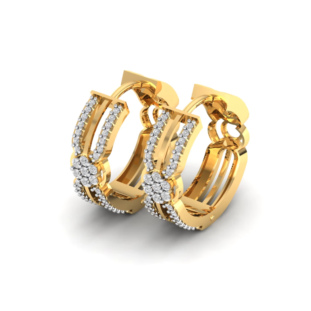 Pargold Solid Gold Pav√© Byzantine Geometric Hoop Earrings -Gold_Diamond_Diamond_Static_Gold