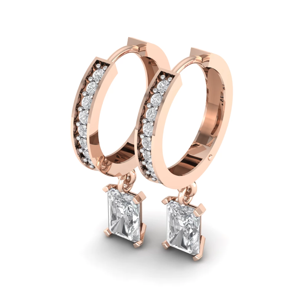 Pargold Solid Gold Rectangle Drop Hoop Earrings -Rose_Diamond_Diamond_Static_Rose