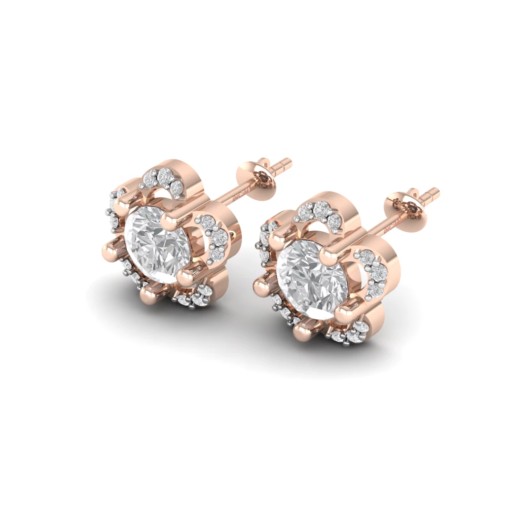 Pargold Solid Gold Blossom Pav√© Stud Earrings -Rose_Diamond_Diamond_Static_Rose