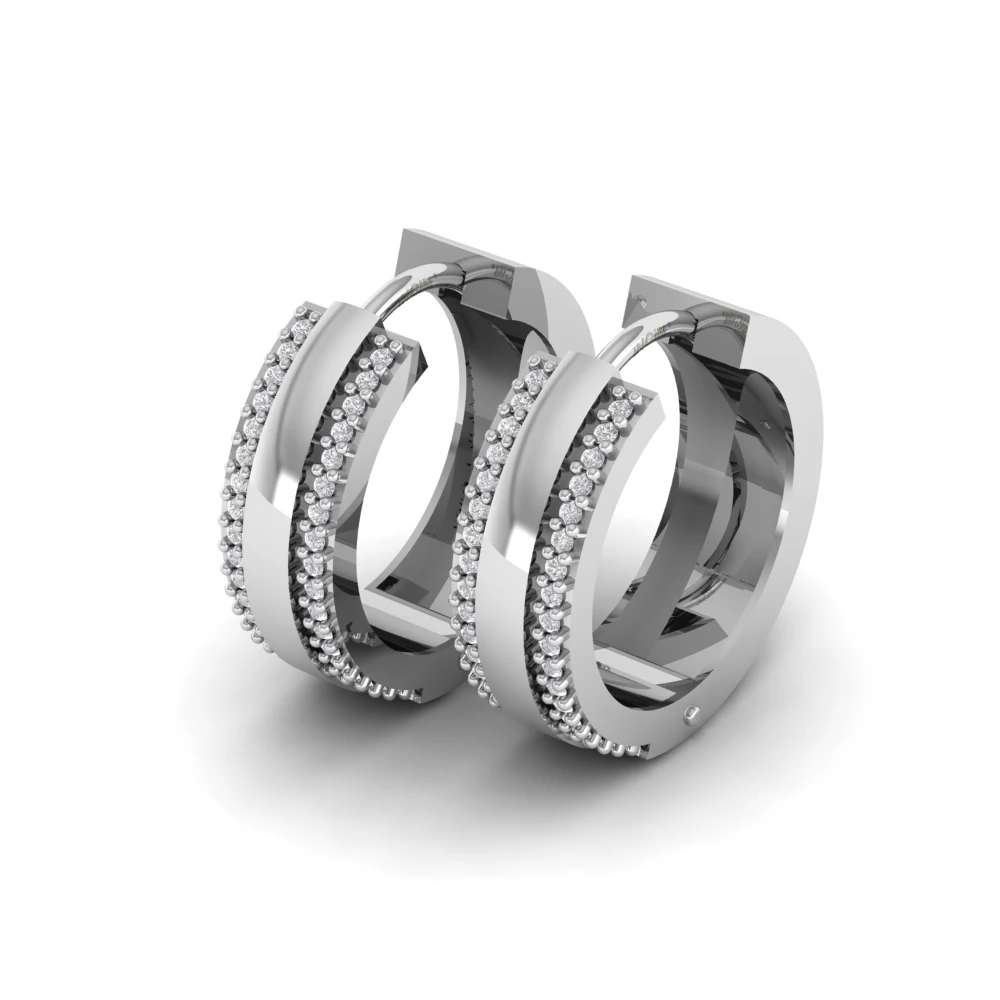 Pargold Solid Gold Pav√© Elegance Hoop Earrings -Silver_Diamond_Diamond_Static_Silver