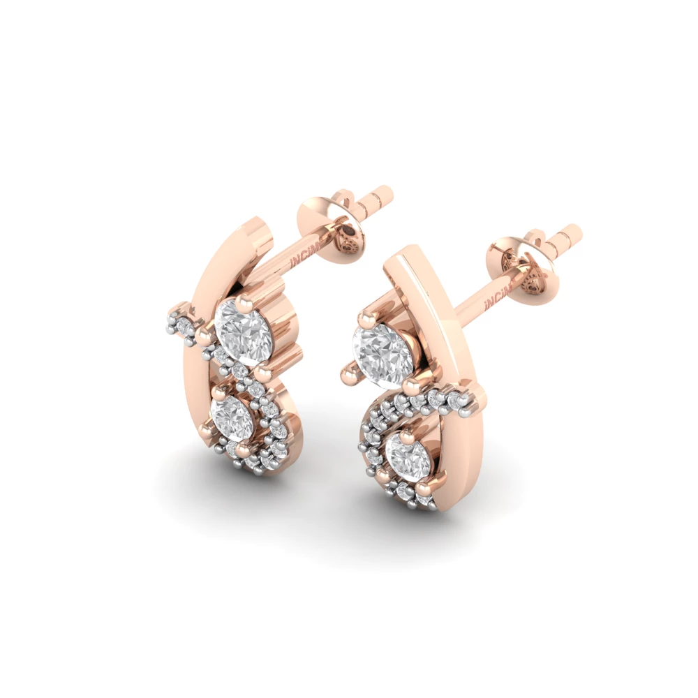 Pargold Solid Gold Golden Seraphina Swirl Earrings -Rose_Diamond_Diamond_Static_Rose