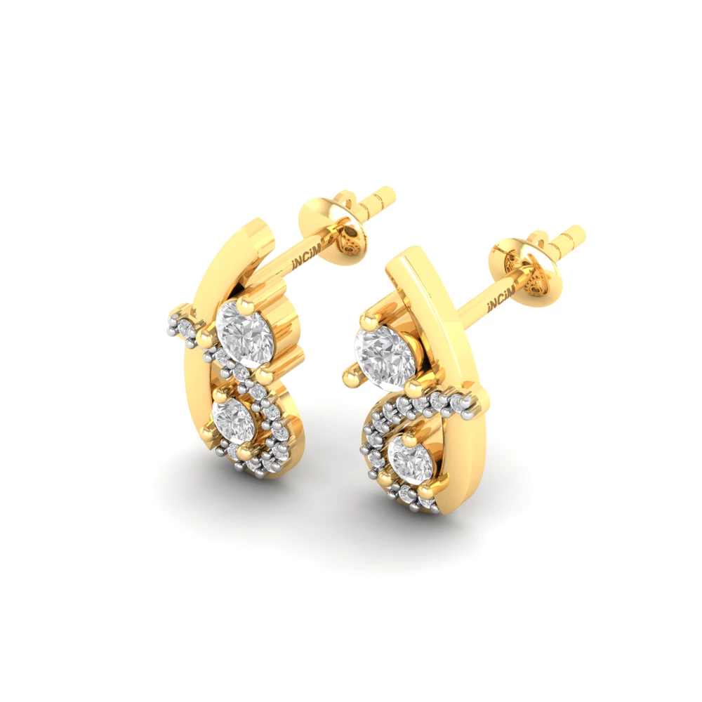 Pargold Solid Gold Golden Seraphina Swirl Earrings -Gold_Diamond_Diamond_Static_Gold