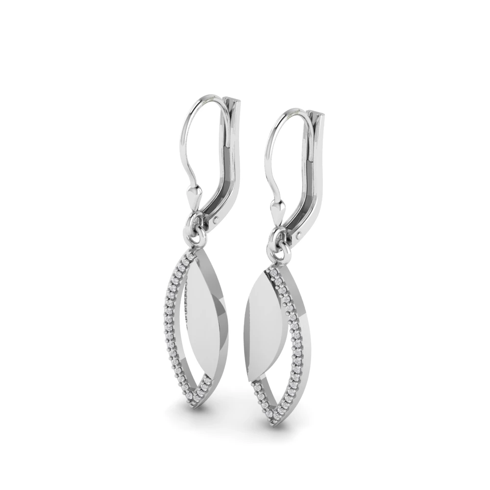 Pargold Solid Gold Gleaming Gemstone Teardrop Earrings -Silver_Diamond_Diamond_Static_Silver