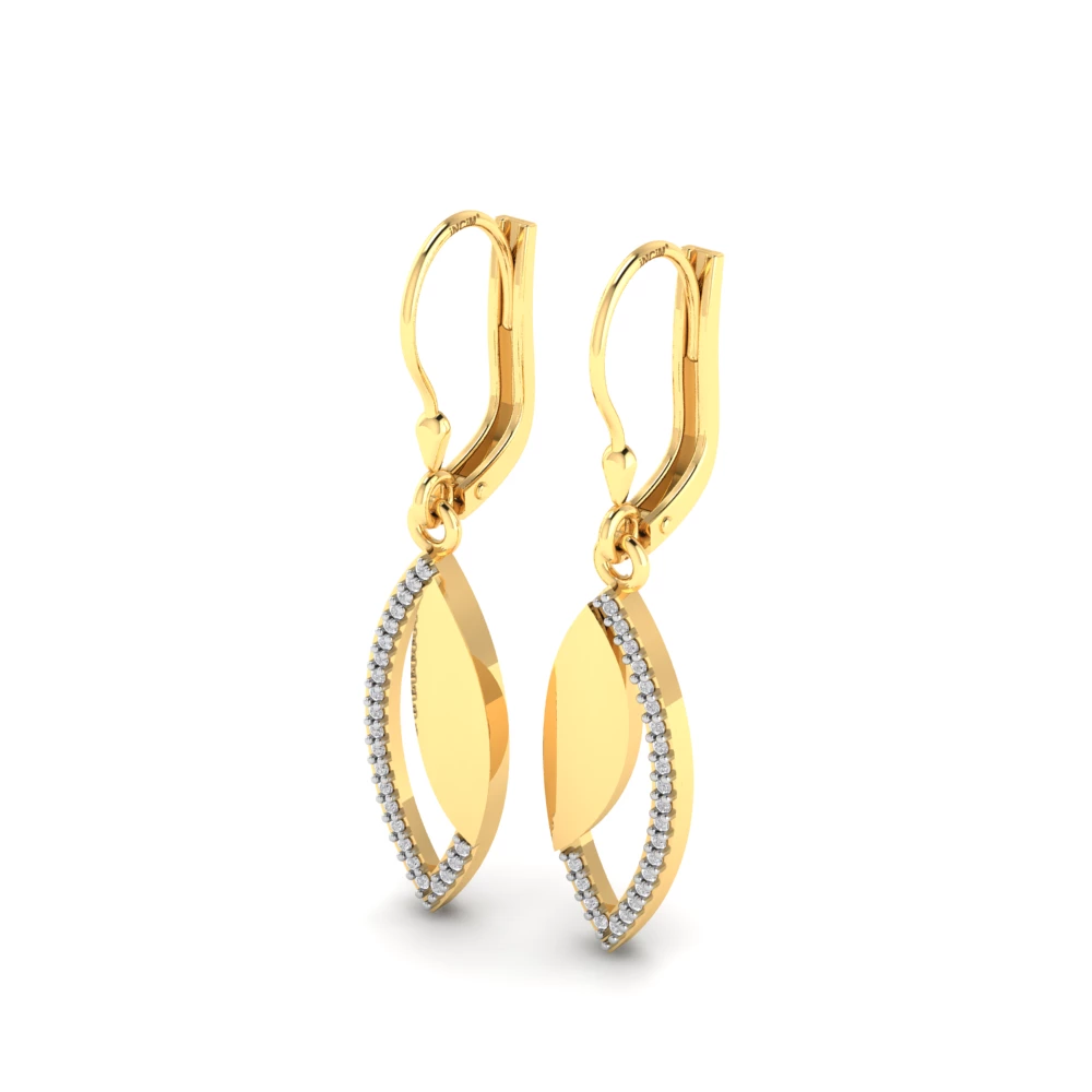 Pargold Solid Gold Gleaming Gemstone Teardrop Earrings -Gold_Diamond_Diamond_Static_Gold