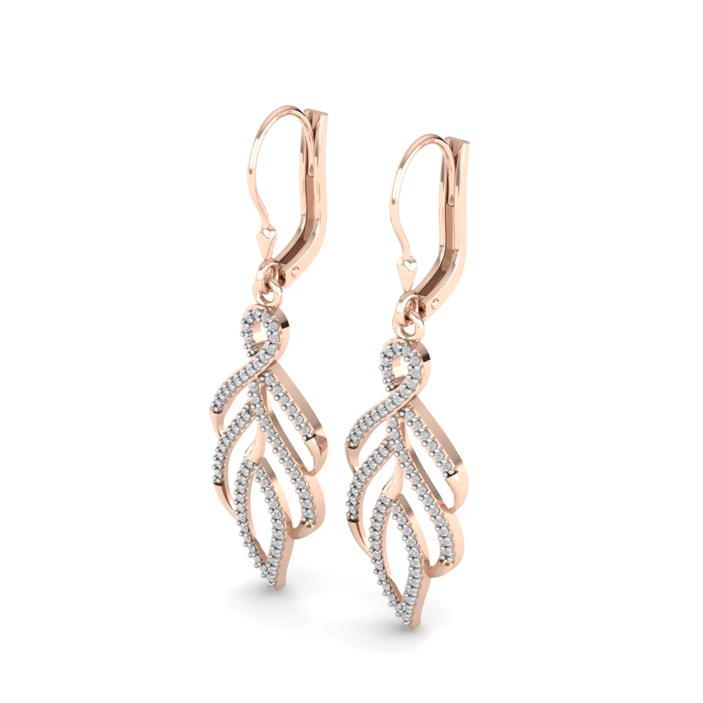 Pargold Solid Gold Swirl Pav√© Drop Earrings -Rose_Diamond_Diamond_Static_Rose