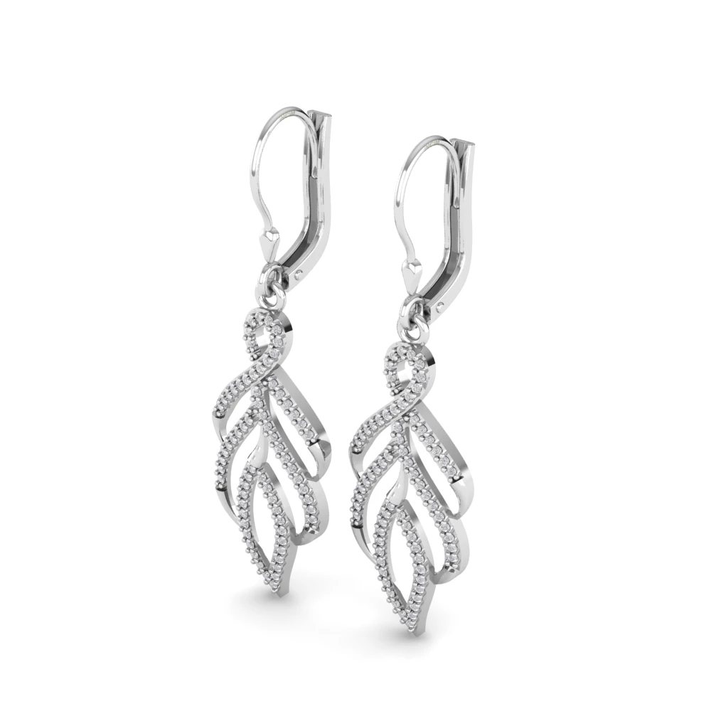 Pargold Solid Gold Swirl Pav√© Drop Earrings -Silver_Diamond_Diamond_Static_Silver