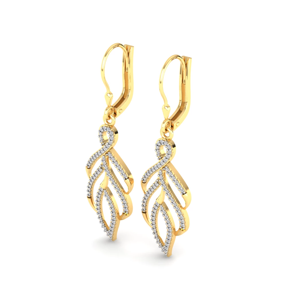 Pargold Solid Gold Swirl Pav√© Drop Earrings -Gold_Diamond_Diamond_Static_Gold