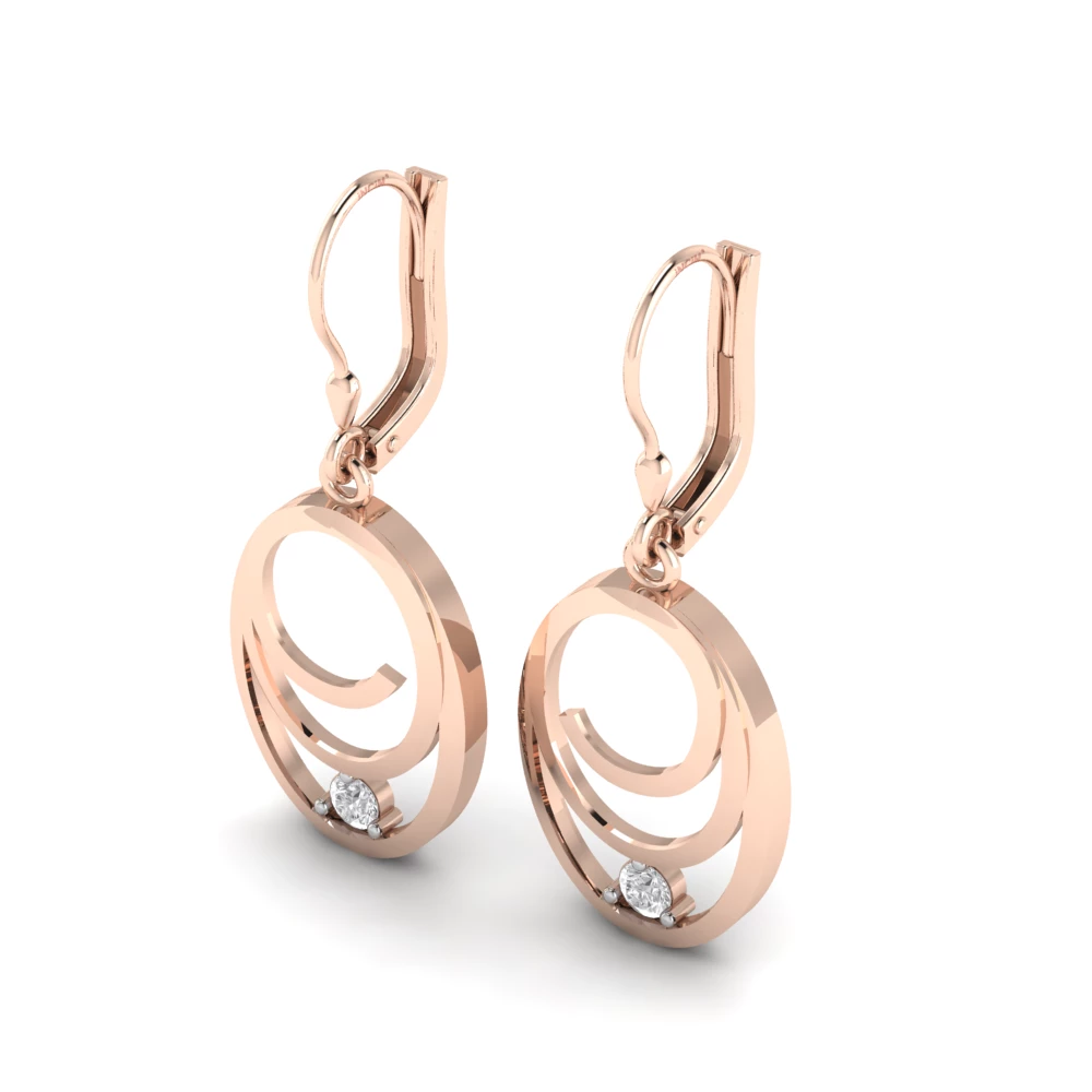 Pargold Solid Gold Spiral Elegance Gemstone Drop Earrings -Rose_Diamond_Static_Rose