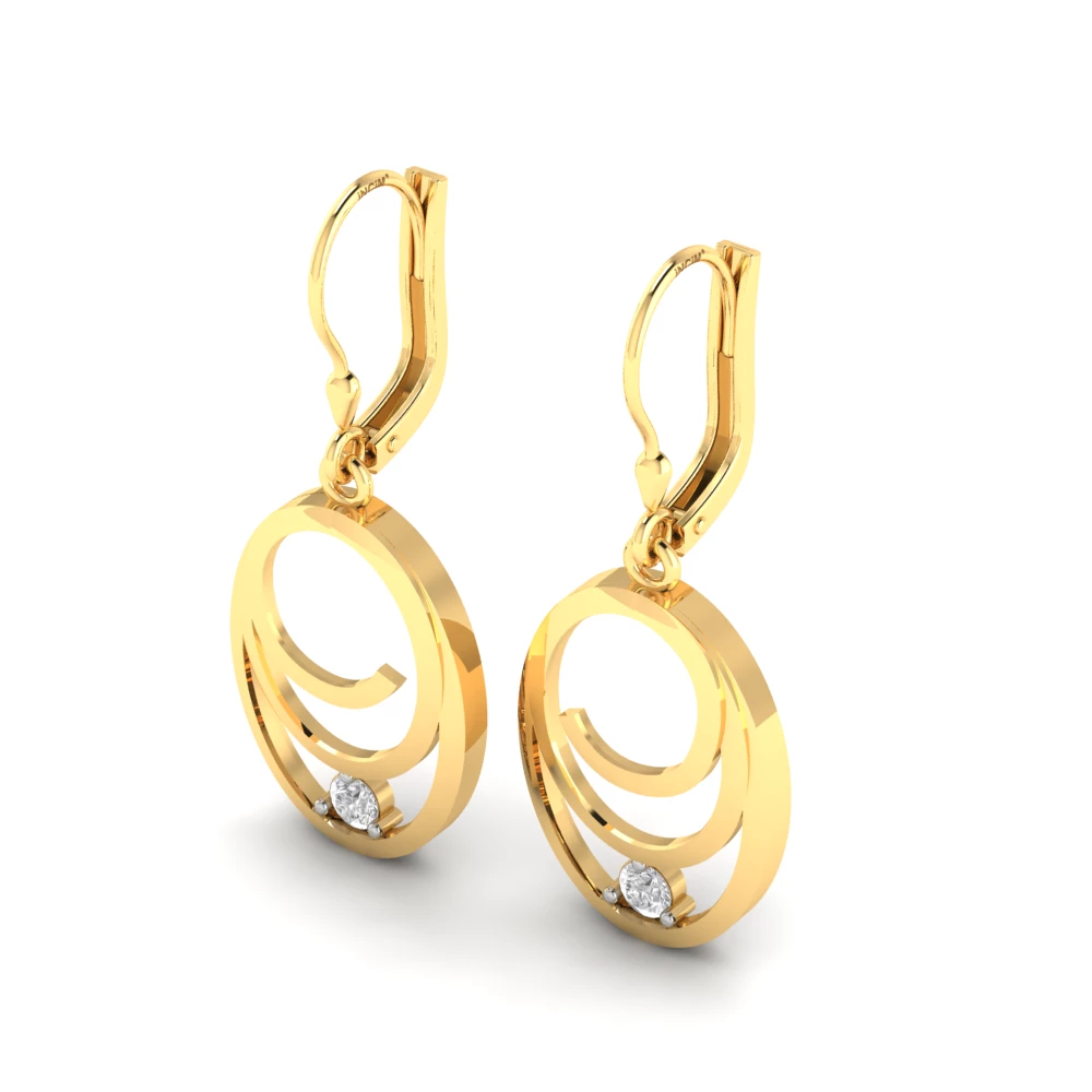 Pargold Solid Gold Spiral Elegance Gemstone Drop Earrings -Gold_Diamond_Static_Gold