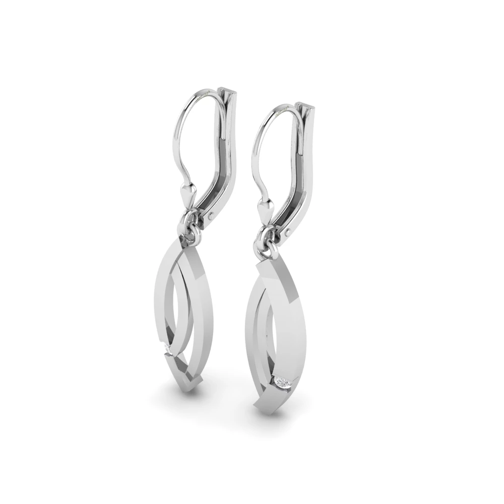 Pargold Solid Gold Sparkle Loop Earrings -Silver_Diamond_Static_Silver