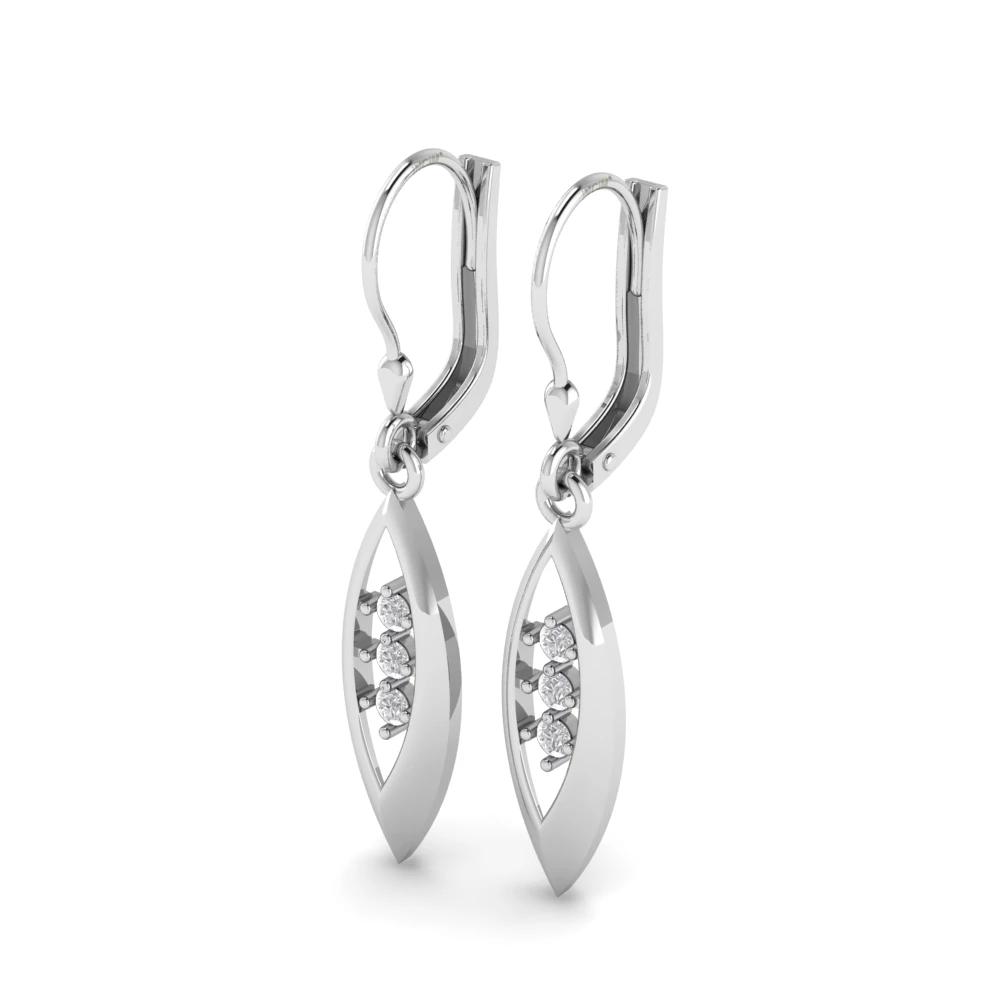 Pargold Solid Gold Luminous Marquise Drop Earrings -Silver_Diamond_Diamond_Static_Silver