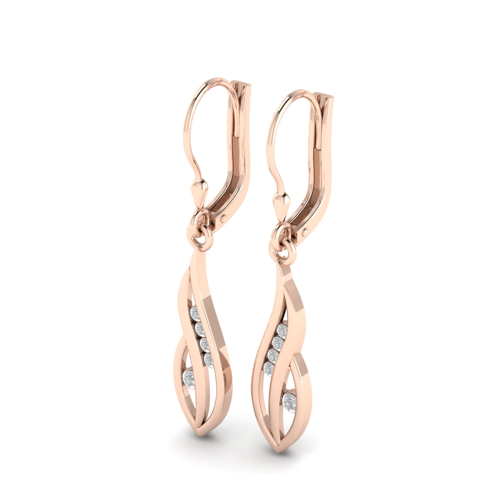 Pargold Solid Gold Glimmering Flame Swirl Drop Earrings -Rose_Diamond_Diamond_Static_Rose