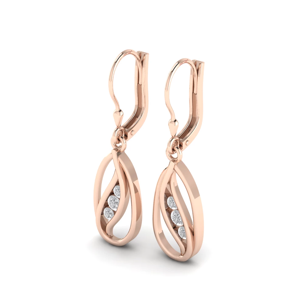 Pargold Solid Gold Celestial Trio Knot Earrings -Rose_Diamond_Diamond_Static_Rose