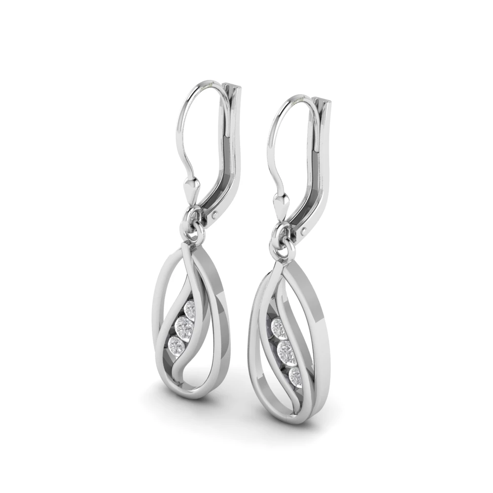 Pargold Solid Gold Celestial Trio Knot Earrings -Silver_Diamond_Diamond_Static_Silver