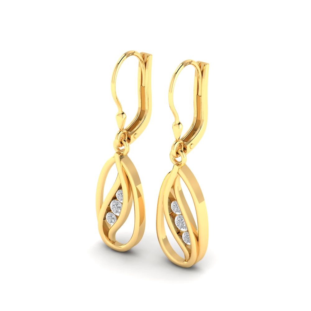 Pargold Solid Gold Celestial Trio Knot Earrings -Gold_Diamond_Diamond_Static_Gold