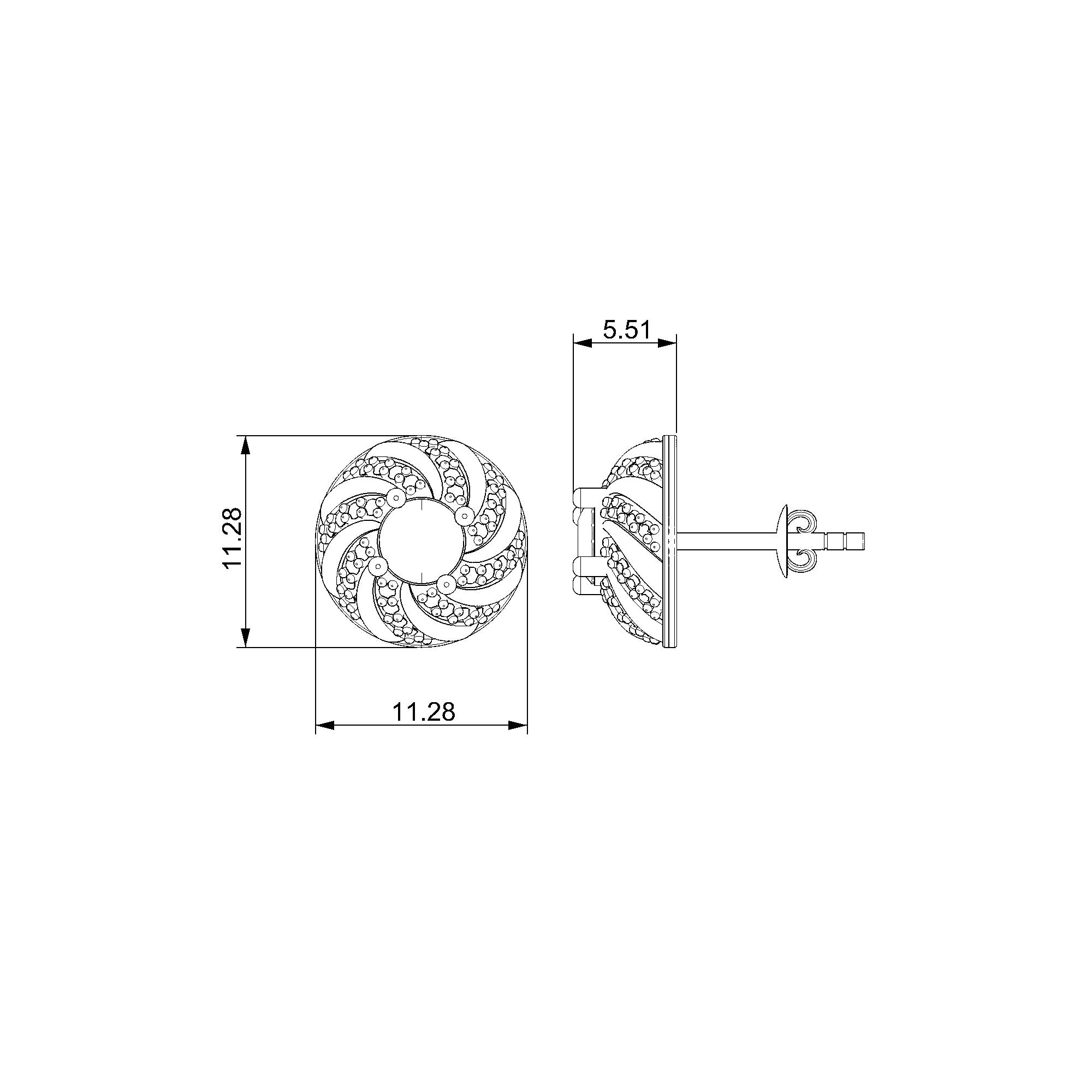 Pargold Solid Gold Radiant Swirl Gemstone Earrings Studs-Static