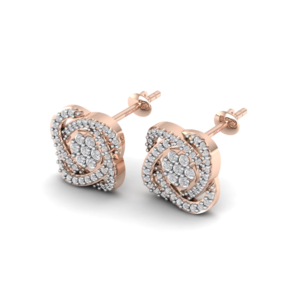 Pargold Solid Gold Celestial Swirl Square Studs -Rose_Diamond_Diamond_Static_Rose