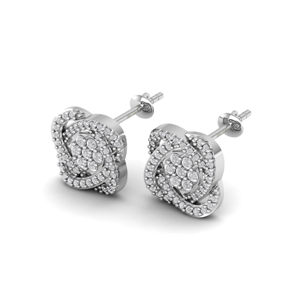 Pargold Solid Gold Celestial Swirl Square Studs -Silver_Diamond_Diamond_Static_Silver