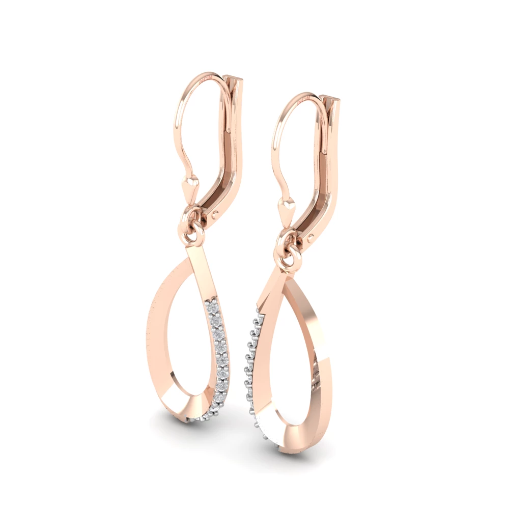 Pargold Solid Gold Gemline Teardrop Dangle Earrings -Rose_Diamond_Diamond_Static_Rose