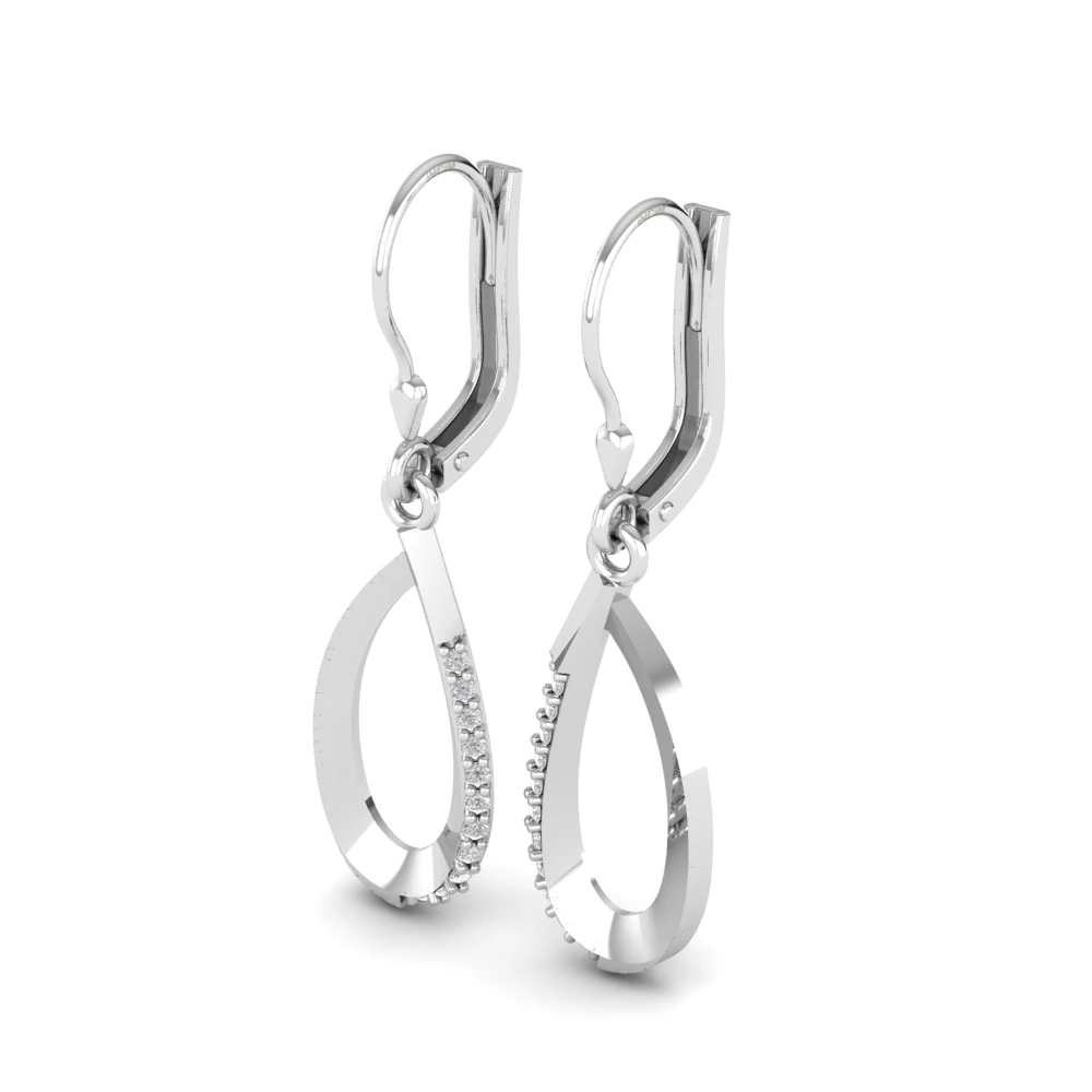 Pargold Solid Gold Gemline Teardrop Dangle Earrings -Silver_Diamond_Diamond_Static_Silver