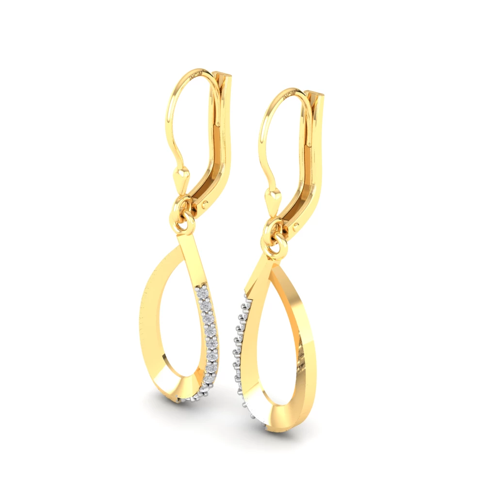 Pargold Solid Gold Gemline Teardrop Dangle Earrings -Gold_Diamond_Diamond_Static_Gold