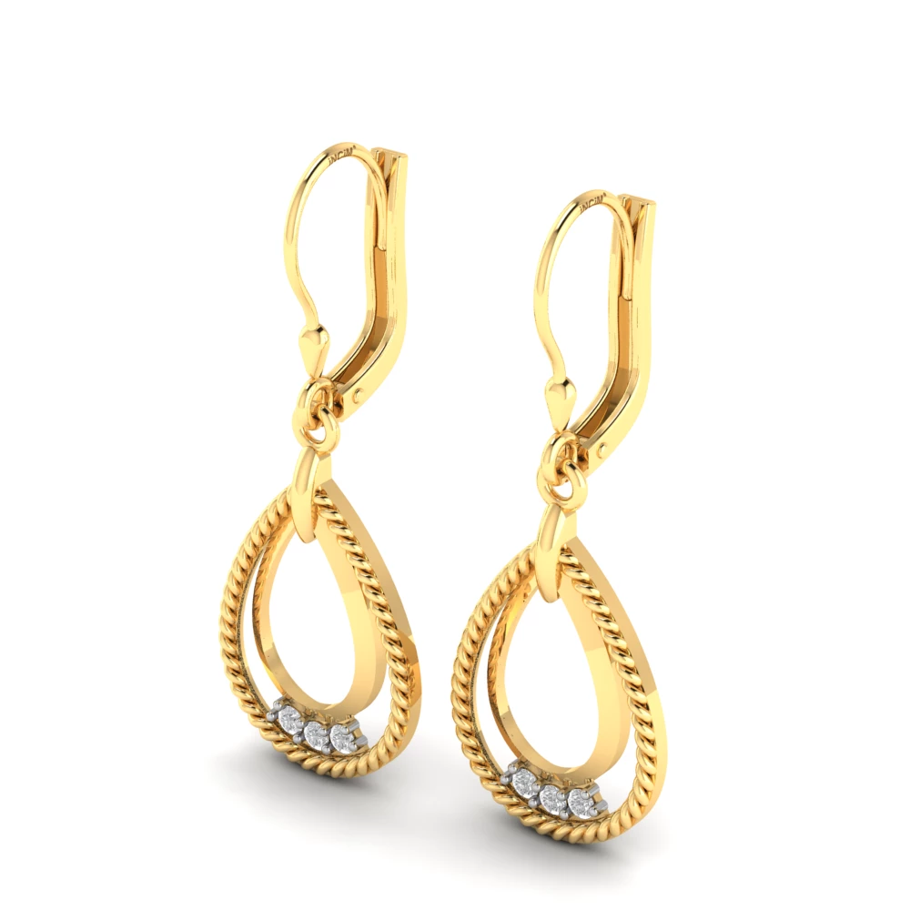 Pargold Solid Gold Gilded Drape Gemstone Earrings -Gold_Diamond_Diamond_Static_Gold