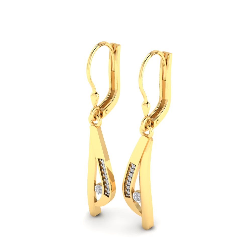 Pargold Solid Gold Svelte Sparkle Gemstone Earrings -Gold_Diamond_Diamond_Static_Gold