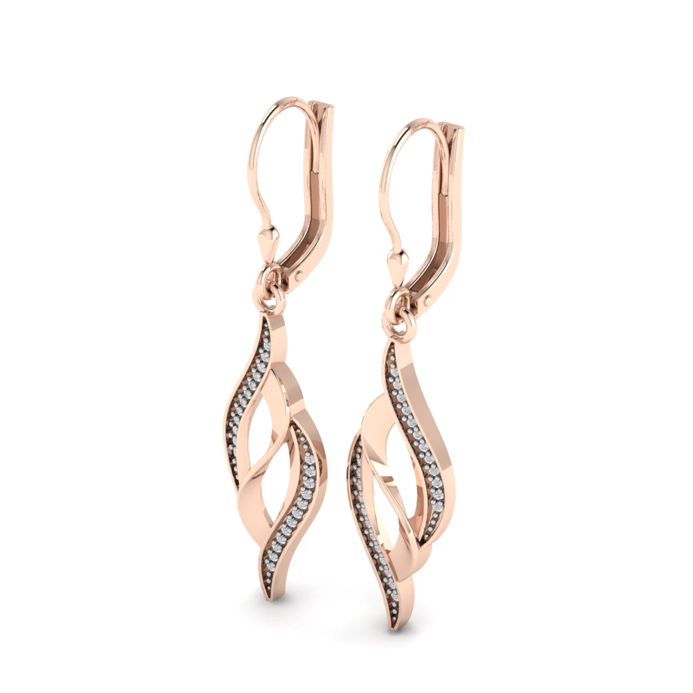 Pargold Solid Gold Spiral Elegance Gemstone Earrings -Rose_Diamond_Diamond_Static_Rose