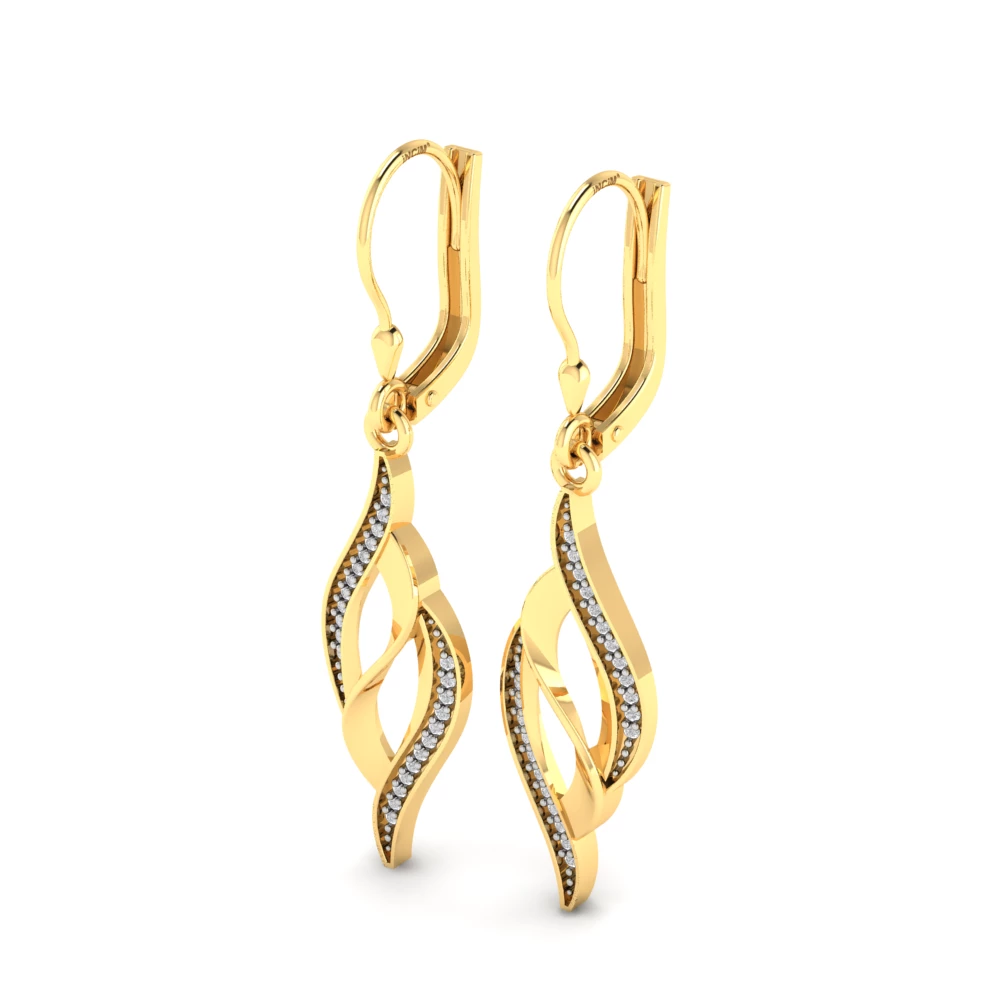 Pargold Solid Gold Spiral Elegance Gemstone Earrings -Gold_Diamond_Diamond_Static_Gold