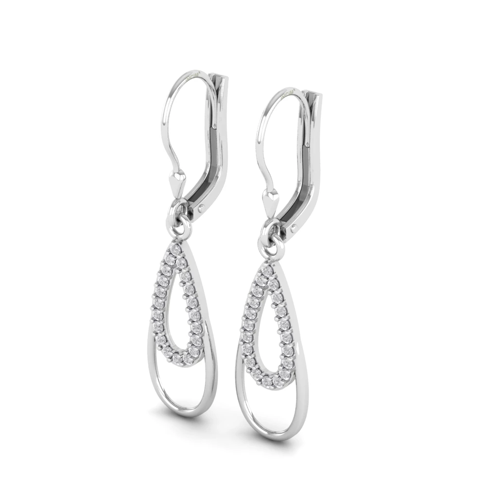 Pargold Solid Gold Teardrop Silhouette Pav√© Earrings -Silver_Diamond_Diamond_Static_Silver